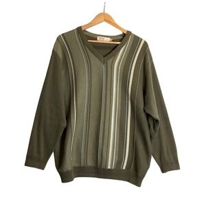 Vintage Pullover Sweater‎ Long Sleeve Chunky V-Neck Grunge 90s Grandpacore Ski L